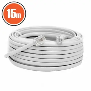 Cablu telefon RJ11 15m Fisa modulara 6P4C - fisa modulara 6P4C alb 20304