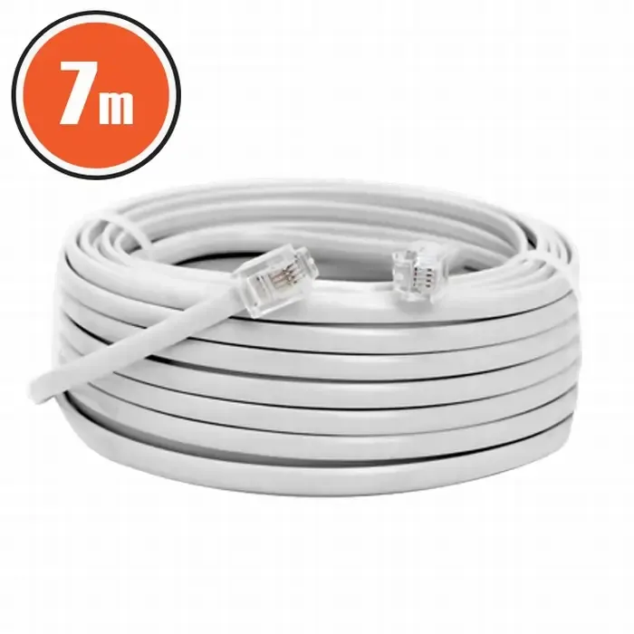 Cablu telefon RJ11 7m Fisa modulara 6P4C - fisa modulara 6P4C alb 20302