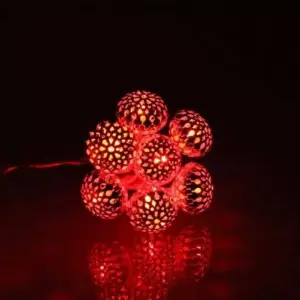 Ghirlanda electrica luminoasa decorativa cu felinar 20 LEDuri rosii cablu transparent WELL