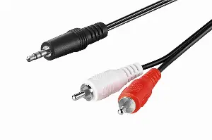 Cablu RCA mufa x2 Jack 3.5mm 3 pin mufa 0.5m culoare neagra Goobay 51701