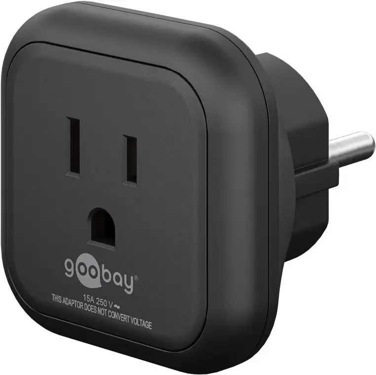 Adaptor de alimentare tip F CEE 7/4 - mama America Japonia tip B NEMA 5-15 3pini 15A Goobay 45350