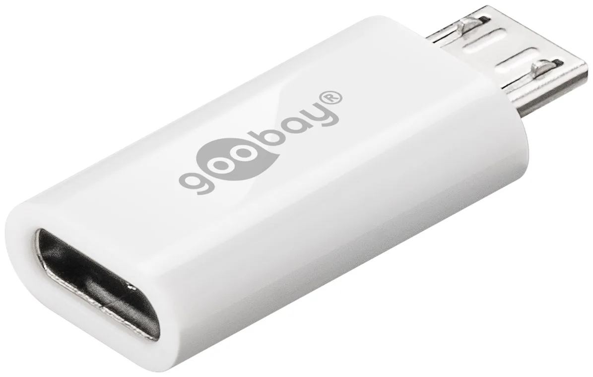Adaptor Micro USB tata - USB TYPE C mama OTG Hi-Speed pentru conectarea cablurilor de incarcare/date alb 55550 Goobay