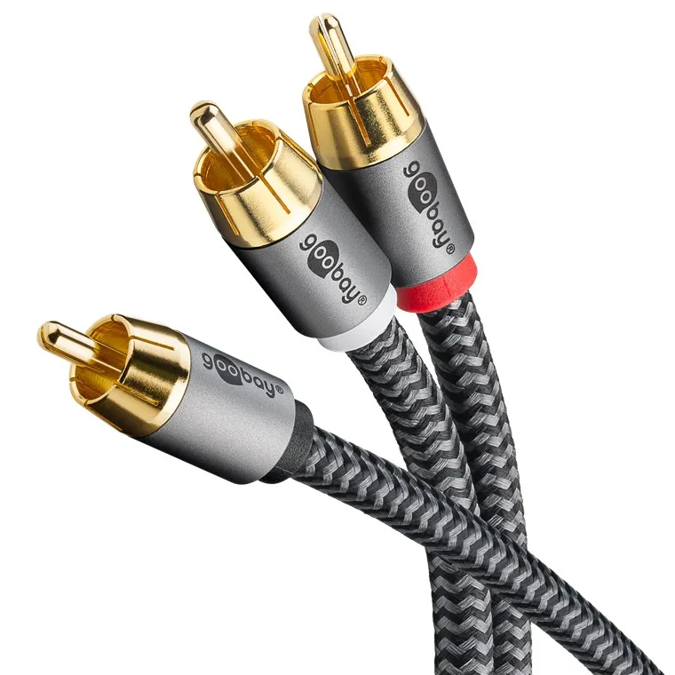 Cablu subwoofer premium flexibil RCA Y 10m RCA tata - 2x RCA tata negru Goobay Plus 65303