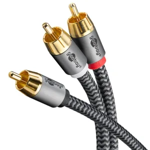 Cablu subwoofer premium flexibil RCA Y 10m RCA tata - 2x RCA tata negru Goobay Plus 65303