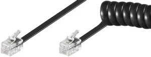 Cablu telefonic spiralat RJ10 4P4C 2m negru