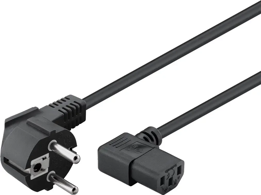 Cablu de alimentare cu IEC 90 grade pe ambele capete 5m negru 3x1mm2 pentru PC /monitor /proiector /dispozitive cu conector C14