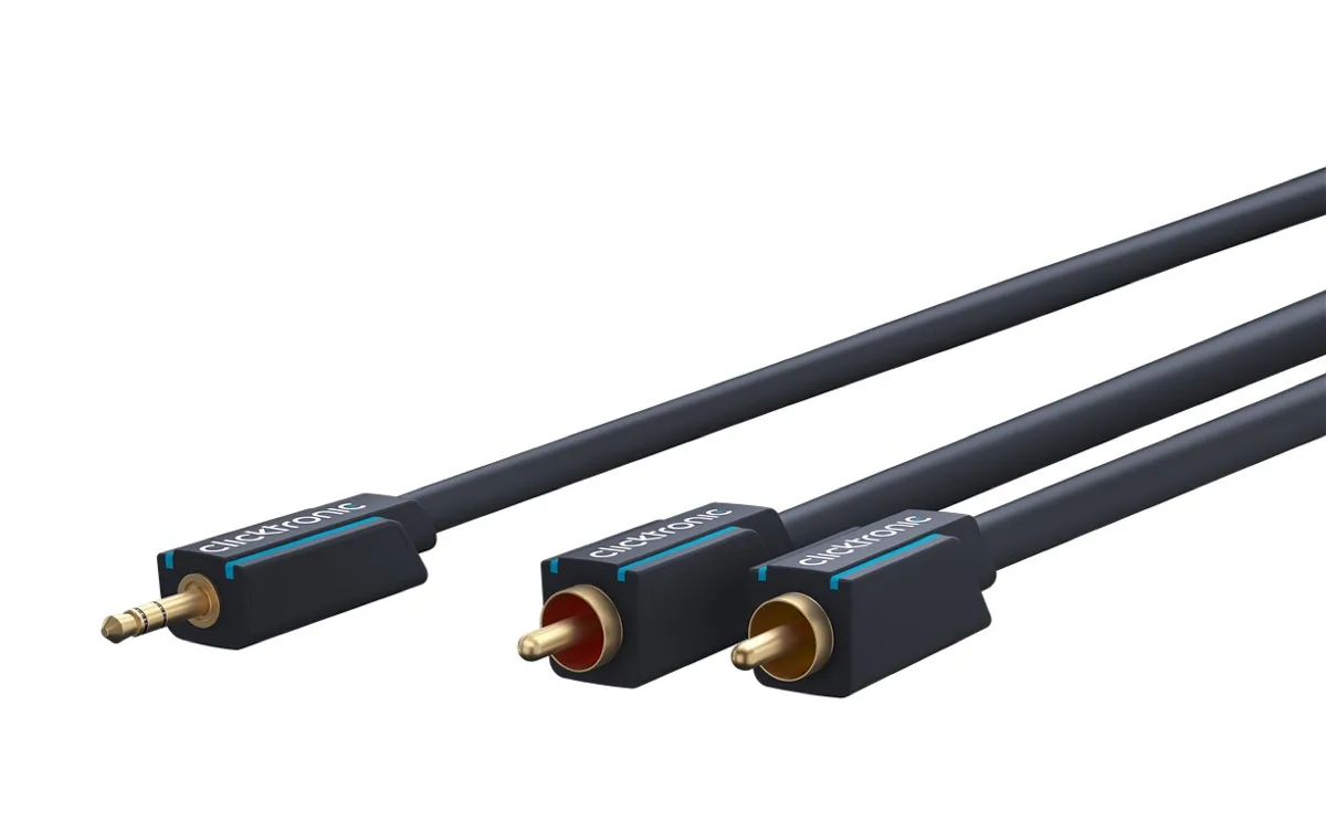 Cablu audio Profesional Jack 3.5 mm - 2x RCA 10m 50ohm OFC cupru dublu ecaranat fara oxigen AWG23 Clicktronic 70471