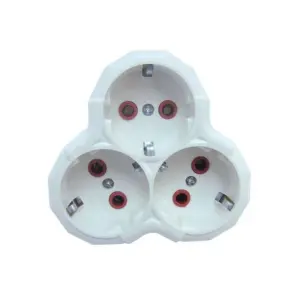 Triplu stecher 3x SCHUKO 3500W 16A alb/rosu VE12001 LAVA Sokets