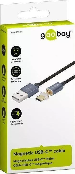 Cablu USB2.0 cu mufa magnetica USB Type C 1.2m negru Goobay
