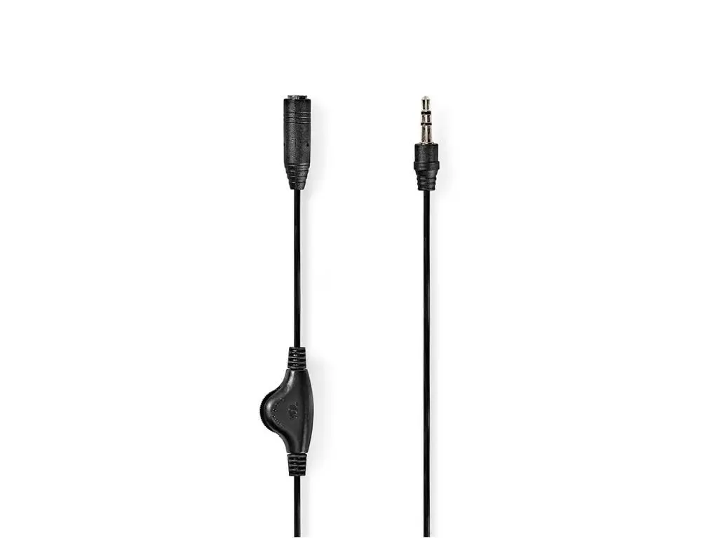 Cablu audio Jack Stereo cu control volum Nedis 3.5mm tata - 3.5mm mama 1m negru CAGL22090BK10