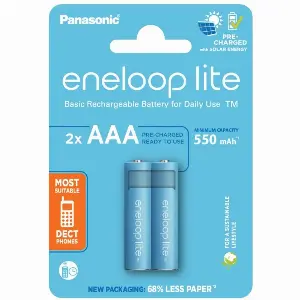 Set acumulatori Panasonic Eneloop Ni-MH 2x AAA(R3) 550mA lite Power 2buc BK-4LCCE/2BE