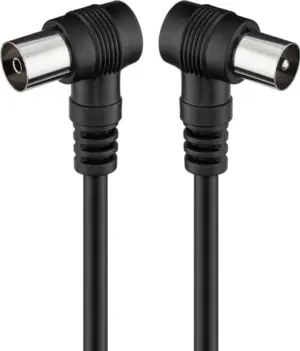 Cablu conexiune antena 2.5m negru conector cotit Goobay