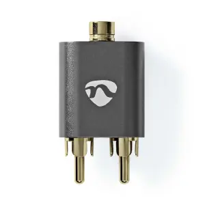 Adaptor audio PROFESIONAL stereo 2x RCA tata - Jack 3.5 mm mama Fabritallic Nedis gri metal CATB22255AL