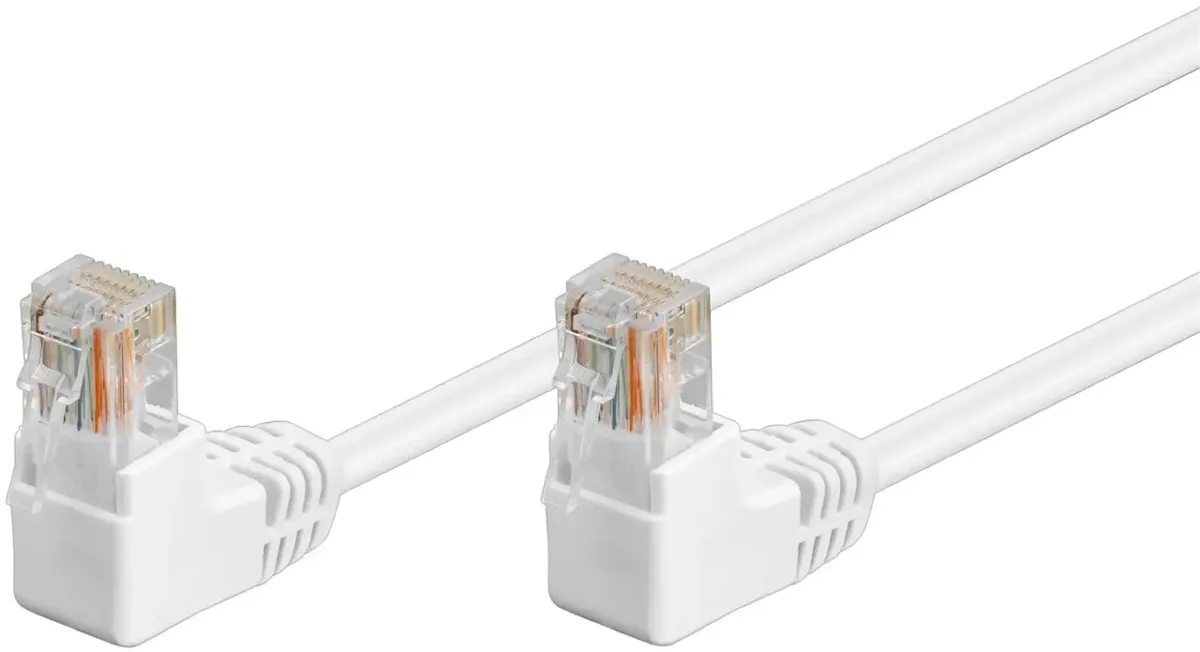 Cablu Patch CAT5e 2x RJ45 90 UTP 0.5m alb pentru Conectare retea 96069 Goobay