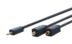 Cablu adaptor Profesional Jack 3.5 mm tata - 2x RCA mama OFC cupru 10cm dublu ecranat aurit Clicktronic 70492