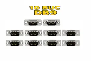 Set 10 conectori SERIAL tata D-Sub 9 pini lipire pe cablu 5A CONNFLY DS1033-09MUNSISS-10