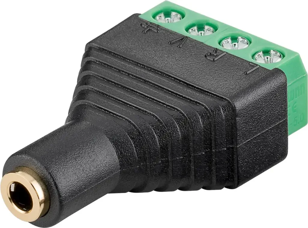 Adaptor bloc terminal cu 4 pini tip regleta cu surub la Jack 3.5 mm mama 4 pini stereo Goobay 59200