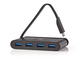 Hub Computer USB Type C - 4x USB 3.0 negru Nedis