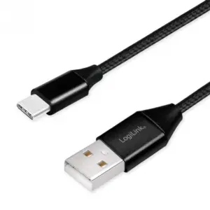 Cablu USB 2.0 A - USB type C 0.3m negru LOGILINK CU0139