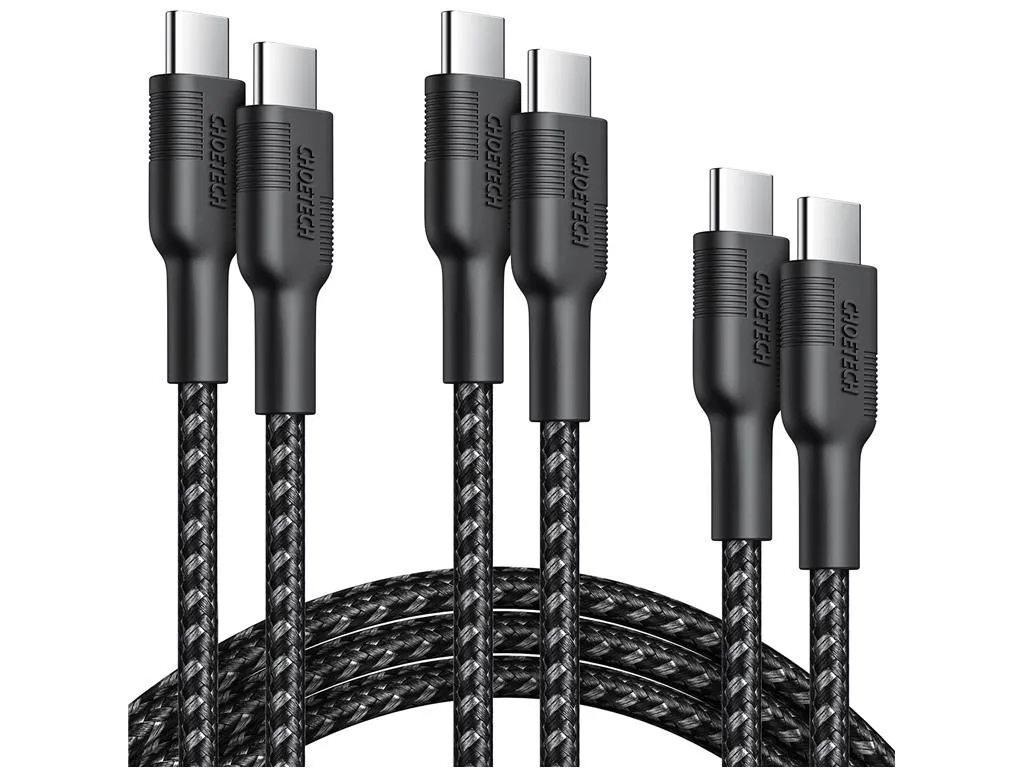 Set cabluri USB type C - USB type C 100W 3buc 1.2m +2x 2m negru Choetech MIX00108 Choetech
