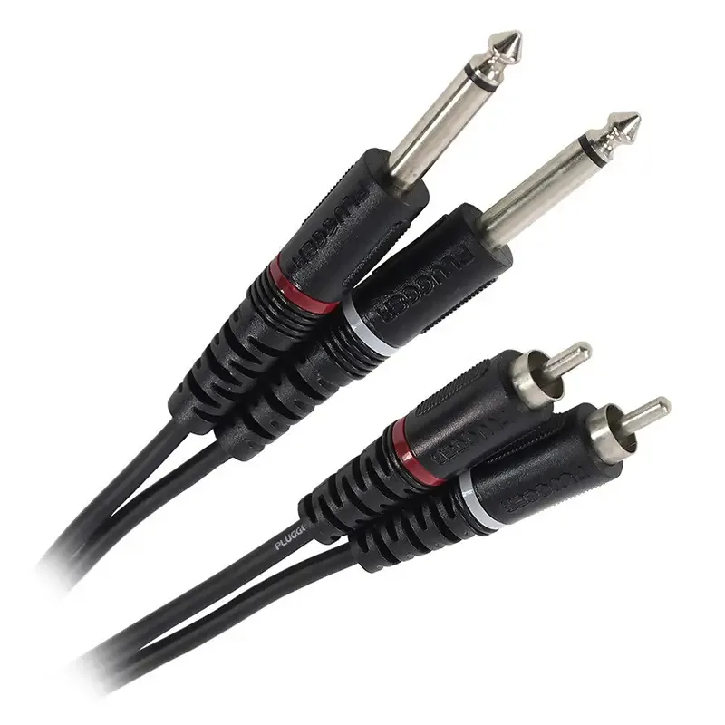 Cablu audio Professional 2x Jack 6.35 mm tata mono - 2x RCA tata 6m PLUGGER PLU CABB RM0JMM 6M00 EAS
