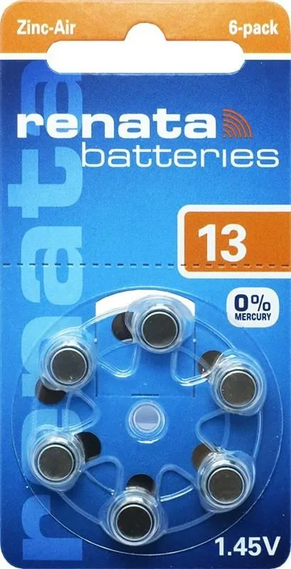 Set 6 baterii auditive ZA13 PR48 13 1.45V Zinc-Air Renata 6buc/blister