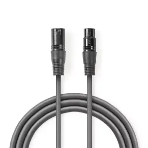 Cablu XLR stereo Nedis XLR 3 pini tata - XLR 3 pini mama 5m gri