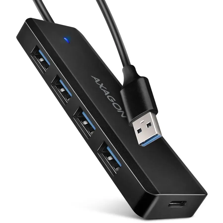 Hub USB AXAGON HUE-C1A 4x USB 3.2 Gen 1 1x USB-C 0.2m - USB Type-A negru