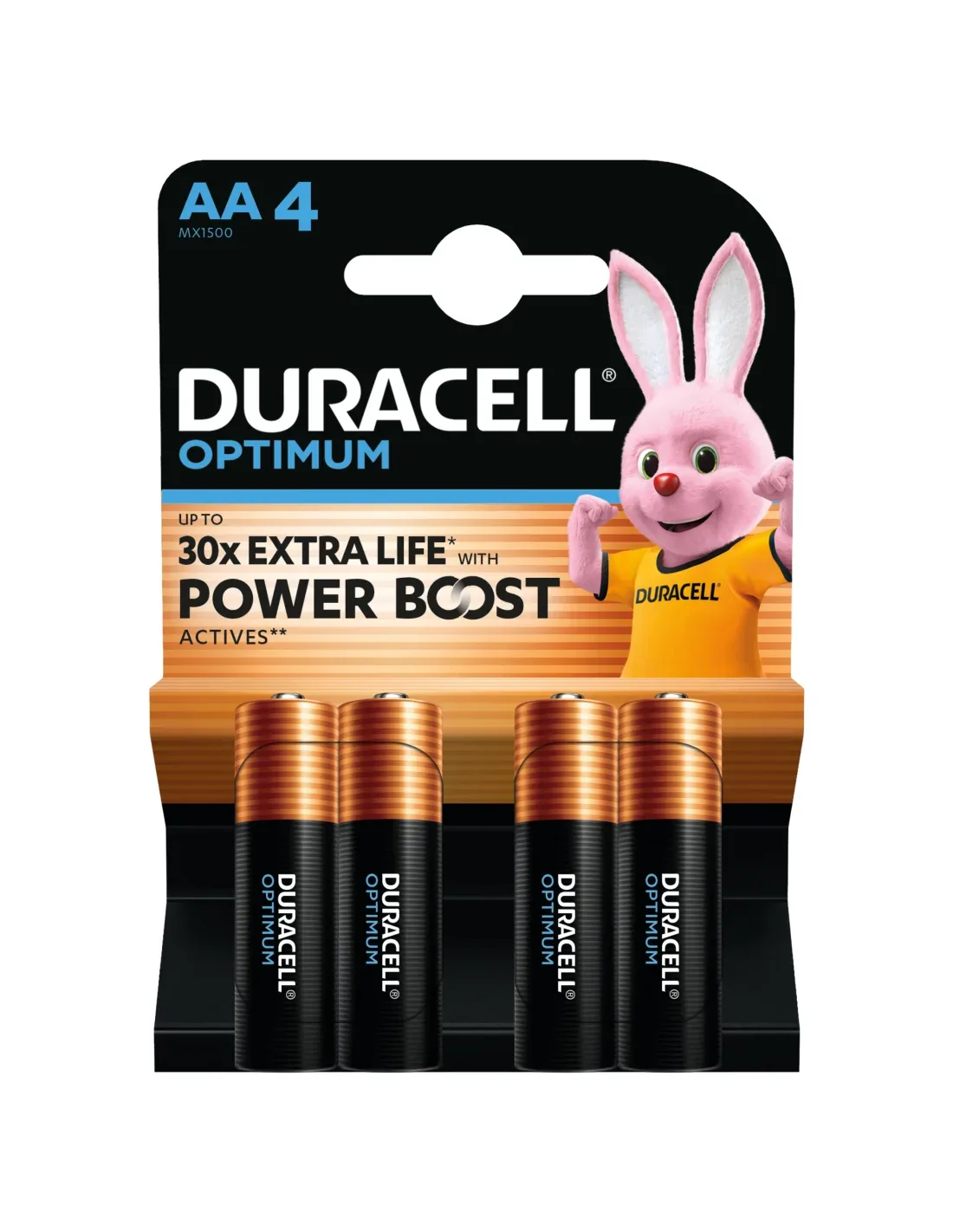 Set baterii DuraCell OPTIMUM Alkaline AA LR6 MX1500 1.5V 4buc