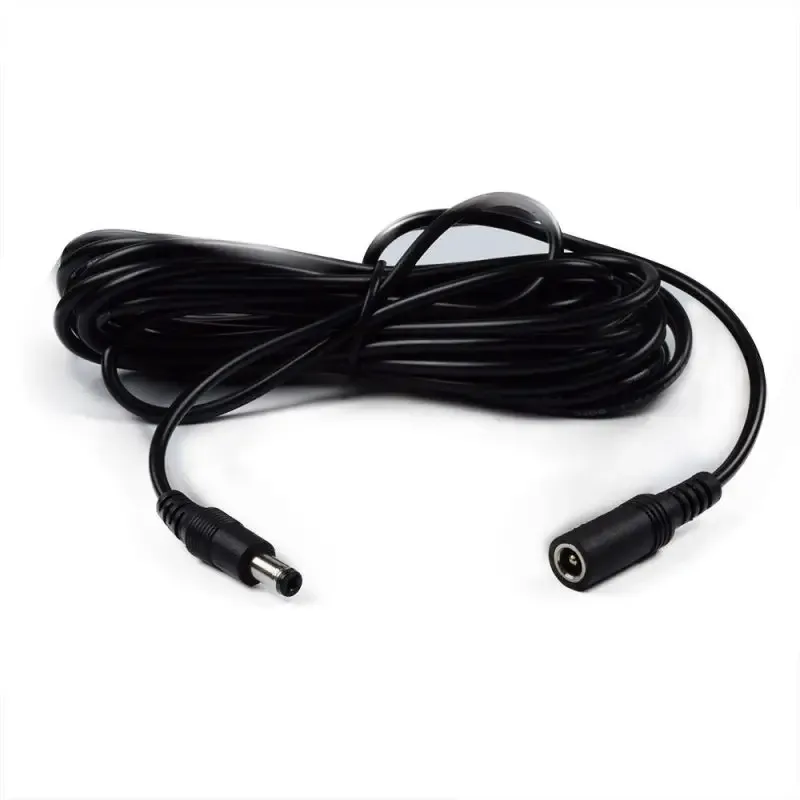 Cablu prelungitor 2x0.5mm2 DC 5.5/2.1 mufa - DC 5.5/2.1 soclu 5m 3A drept negru POS POSDC-Y-PS21-5.0