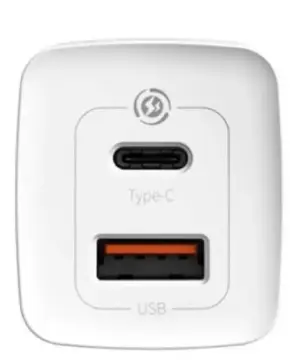 Incarcator retea Baseus GaN2 Lite Quick Charge 65W 1x USB 5V/3A 1x USB Type-C 5V/3A alb CCGAN2L-B02