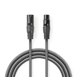 Cablu XLR stereo XLR 3 pini tata - XLR 3 pini mama 10m gri Nedis