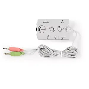 Audio Switch comutator audio analogic Nedis Jack 2x 3.5 mm tata - 3x 3.5 mm mama + 2.5 mm mama gri