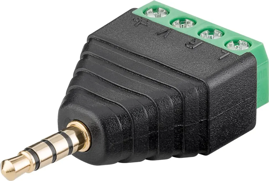 Adaptor bloc terminal cu 4 pini tip regleta cu surub la Jack 3.5 mm tata 4 pini stereo Goobay 59198