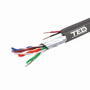 Cablu FTP Cat5e Cupru + Sufa + 2 fire x 0.75mm CCA multifilare de alimentare rola pret 1m TED Wire Expert TED002600