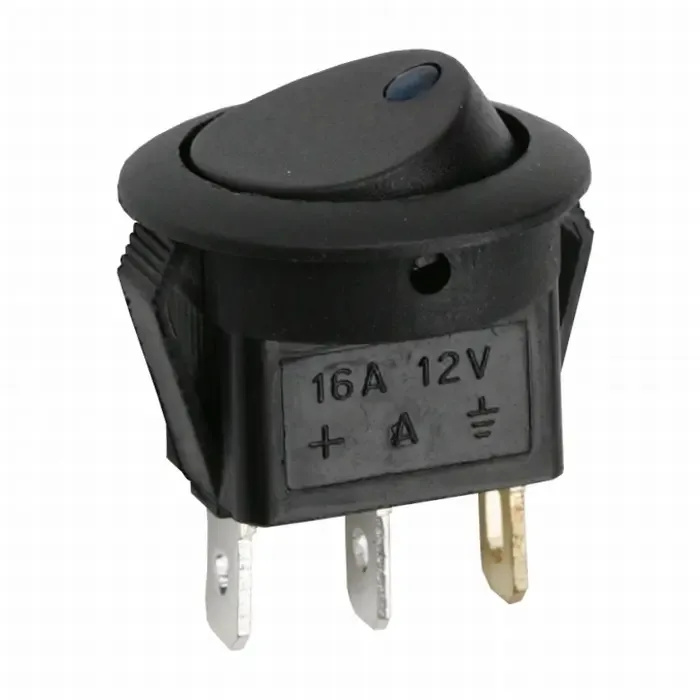 Interupator basculant 1 circuit 3 pini OFF-ON LED albastru 12V 16A cu retinere M'N'C 09042KE