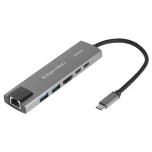 HUB 6in1 USB TYPE C - HDMI v1.4 3840x2160px 30Hz + 2x USB3.0/2.0 + 2x USB TYPE C + RJ45 Kruger&Matz