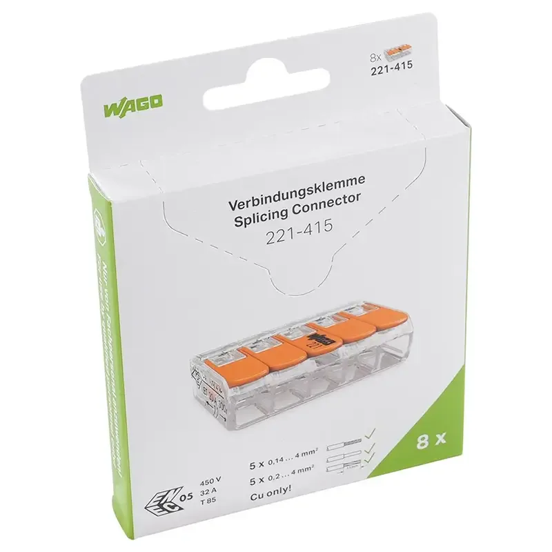 Set 8 conectori slim MYF 5x4mm2 32A WAGO 221-415-8