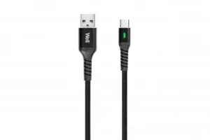 Cablu de date si incarcare USB Type C 1m Well indicator incarcare 3A negru
