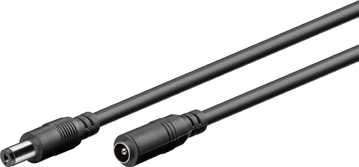 Cablu de extensie DC 5.5x2.1 mama-tata 2x0.5mm 5m 5A 120W negru Goobay 76671