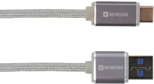 Cablu USB 2 in 1 cu conector USB Type C argintiu 1m protectie metalica Steel Line Skross