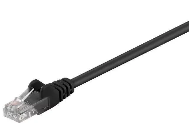Cablu pach retea CAT5e UTP 2x RJ45 0.5m negru CCA neecranat Goobay