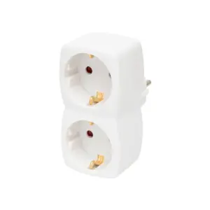 Dublu stecher distribuitor cu impamantare 2x Schuko 3680W 16A alb Home NV 22