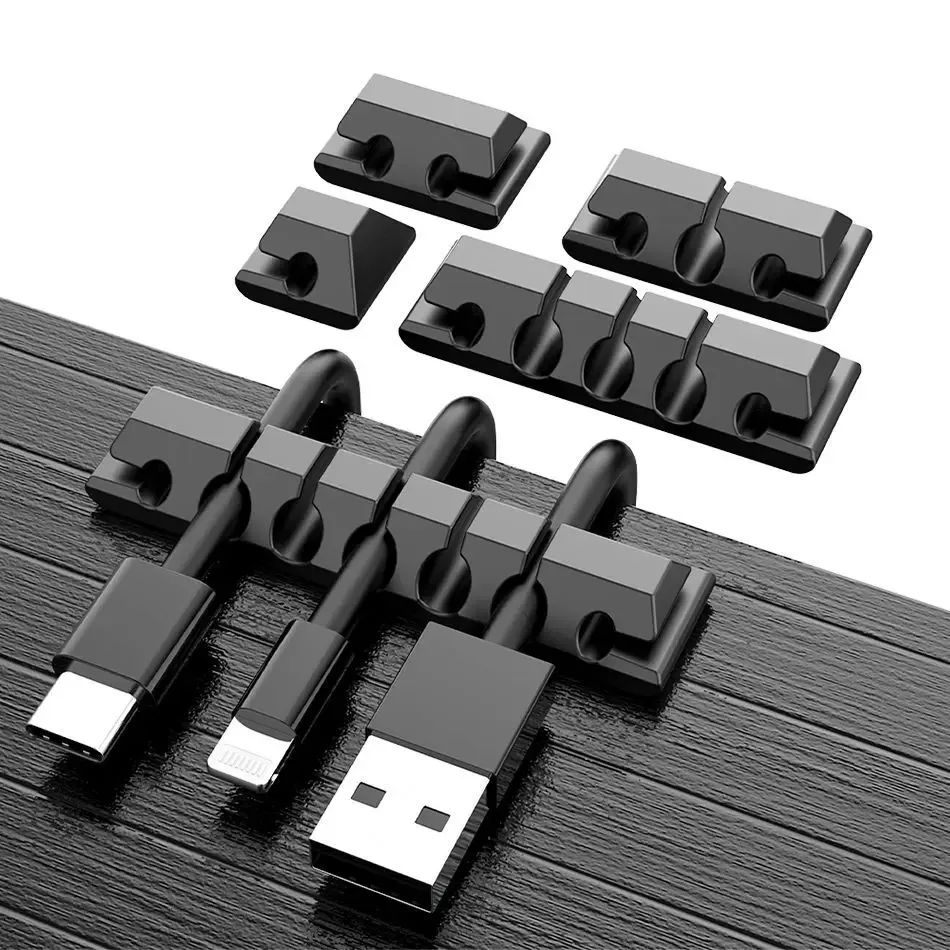 Set organizator de cabluri Well autoadeziv 5 dimensiuni 5buc negru ORG-CABLE-S0105BK-WL