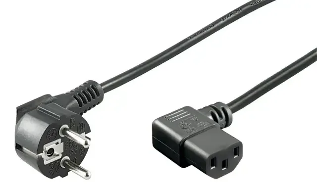Cablu alimentare PC 2m CEE 7/7 cotit 90 la IEC320-C13 mama cotit 90 negru H03VV-F3G 0.75mm conductor cupru