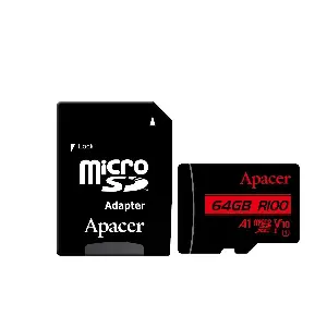 Card microSDXC UHS-I U1 V10 A1 Apacer 64GB R100 cu adaptor SD AP64GMCSX10UB-R