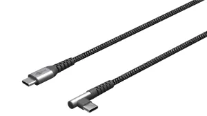 Cablu elegant extra-robust textil 1m 60W USB2.0 type C 90 grade - USB type C mufe metalice Goobay 64659