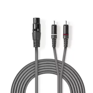 Cablu audio stereo XLR 3-Pini mama - 2x RCA tata 3m gri NEDIS