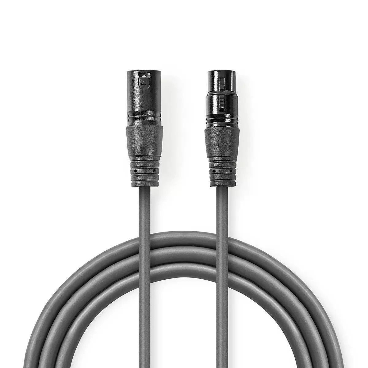 Cablu digital DMX 110 Ohm XLR 3 Pini tata - XLR 3 Pini mama 15m gri Nedis