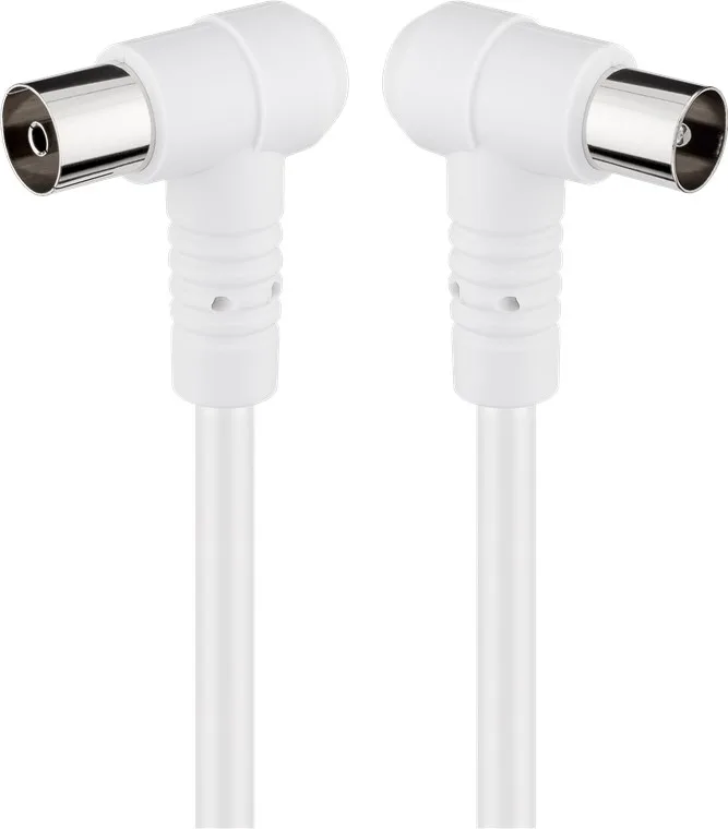 Cablu COAXIAL TV antena 3.5m cotit 90 grade mama-tata 75 ohm clasa A 85DB Dublu ecranat CCS alb 67355 Goobay